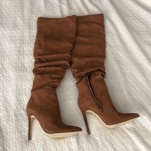 NWOT Size 5.5 brown suede, thigh high OTK boots